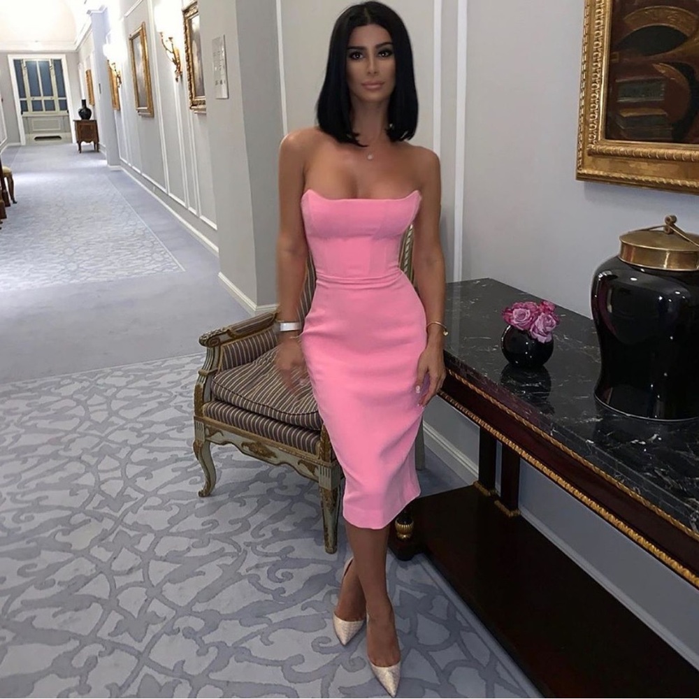 HOUSE OF CB 'Niaz' Pepto Pink Crepe Corset Dress